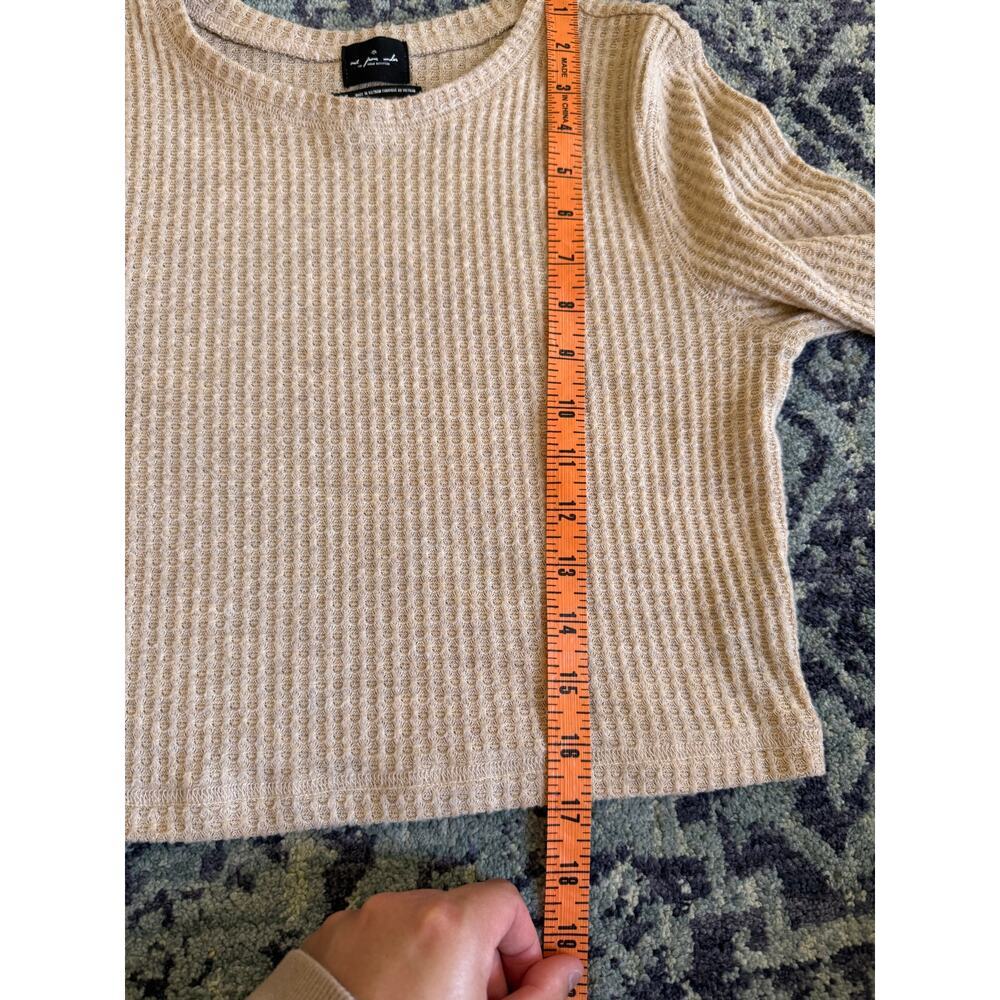 Out from Under Sz M Tan Waffle Knit Cropped Long Sleeve Loungewear Casual Top - Picture 6 of 7